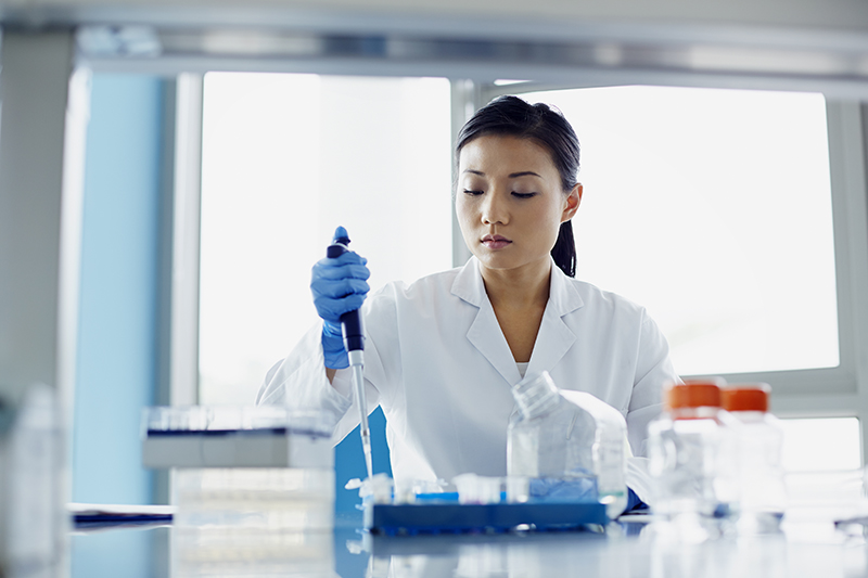 Woman in medical lab